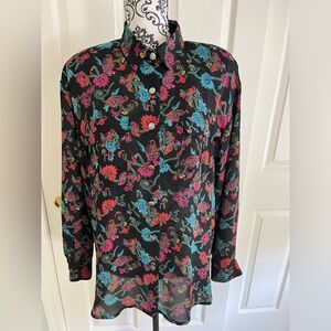CHAUS PRINTED BUTTON DOWN BLOUSE
